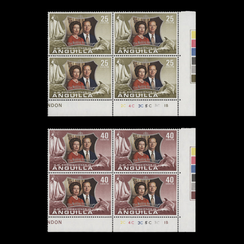 Anguilla 1972 (MNH) Royal Silver Wedding plate blocks