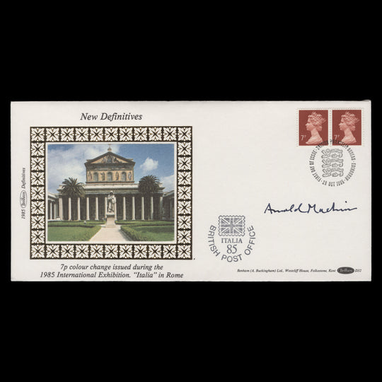 Great Britain 1985 7p Brownish Red first day cover signed by Arnold Machin