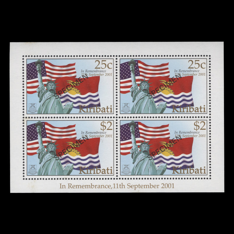 Kiribati 2002 (MNH) Remembrance SPECIMEN sheetlet