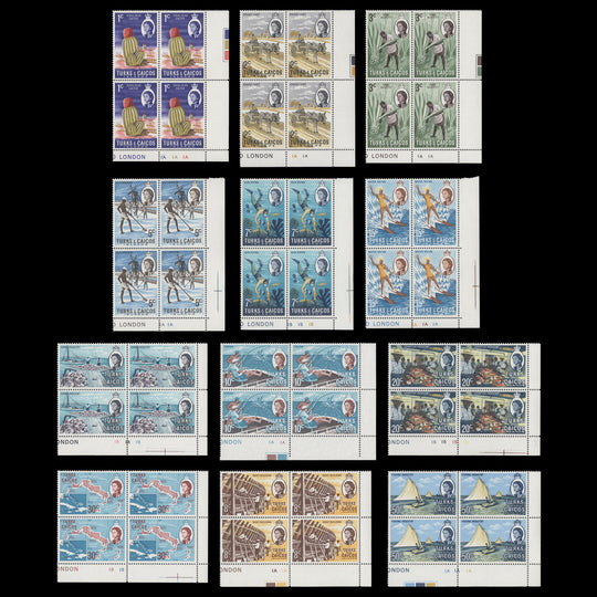 Turks & Caicos Islands 1971 (MNH) Decimal Definitives plate blocks