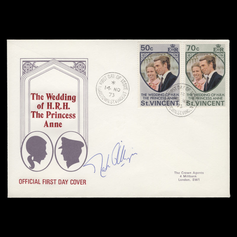 Saint Vincent 1973 Royal Wedding first day cover signed by Mark Philips