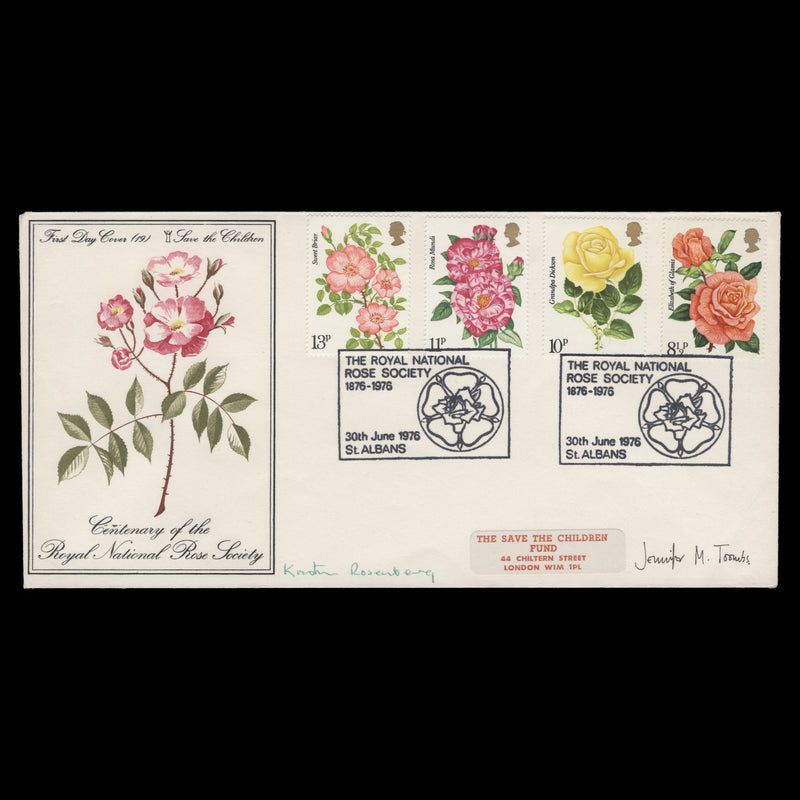 Great Britain 1976 Roses FDC signed by Kristin Rosenberg and Jennifer Toombs