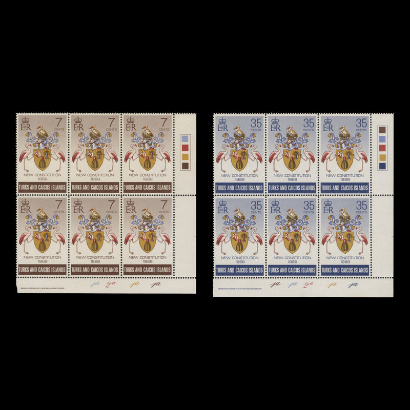 Turks & Caicos Islands 1970 (MNH) New Constitution plate blocks