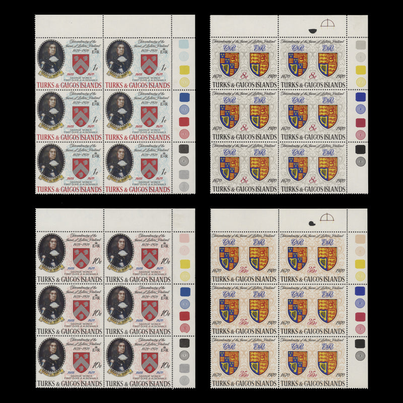 Turks & Caicos Islands 1970 (MLH) Letters Patent traffic light blocks