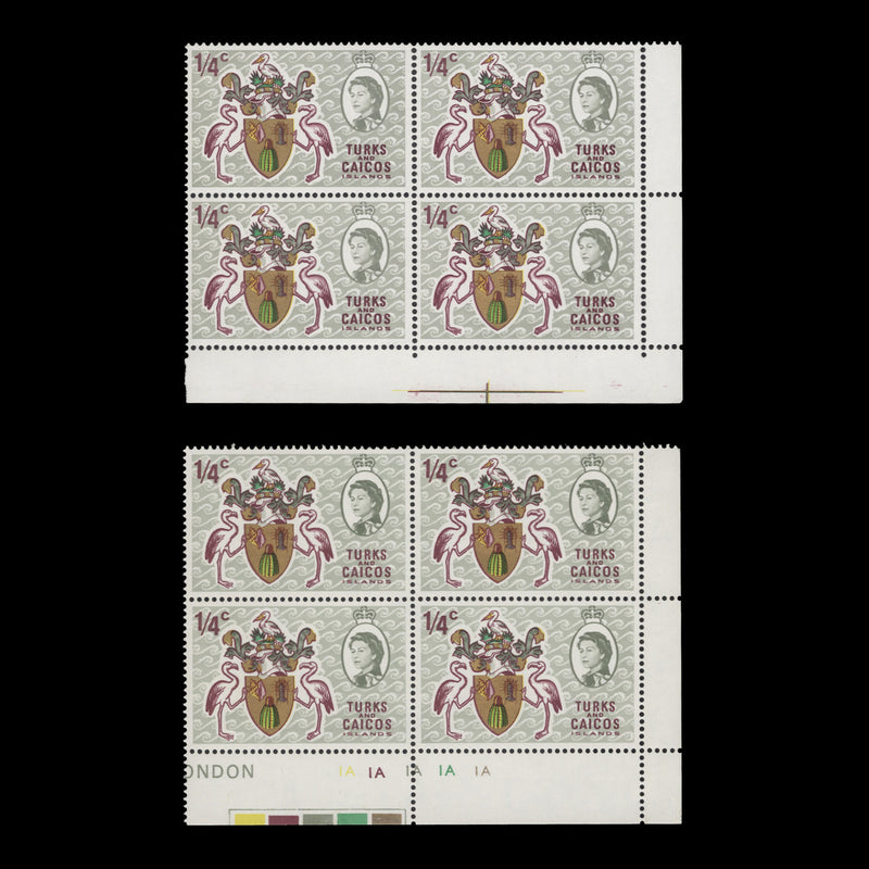 Turks & Caicos Islands 1969 (MLH) ¼c Arms positional blocks