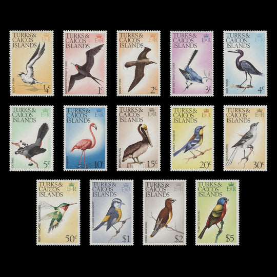 Turks & Caicos Islands 1976 (MLH) Birds definitives with spiral watermark