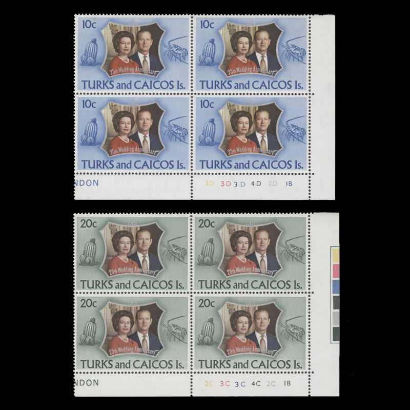 Turks & Caicos Islands 1972 (MNH) Royal Silver Wedding plate blocks