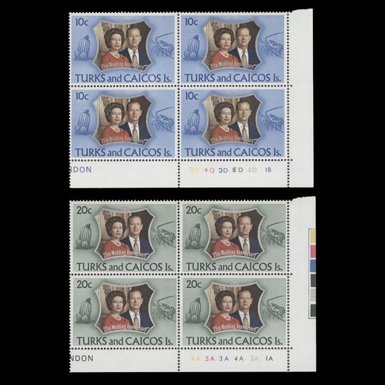 Turks & Caicos Islands 1972 (MNH) Royal Silver Wedding plate blocks