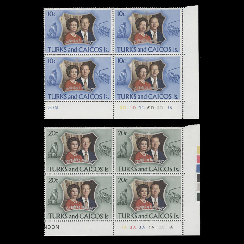 Turks & Caicos Islands 1972 (MNH) Royal Silver Wedding plate blocks