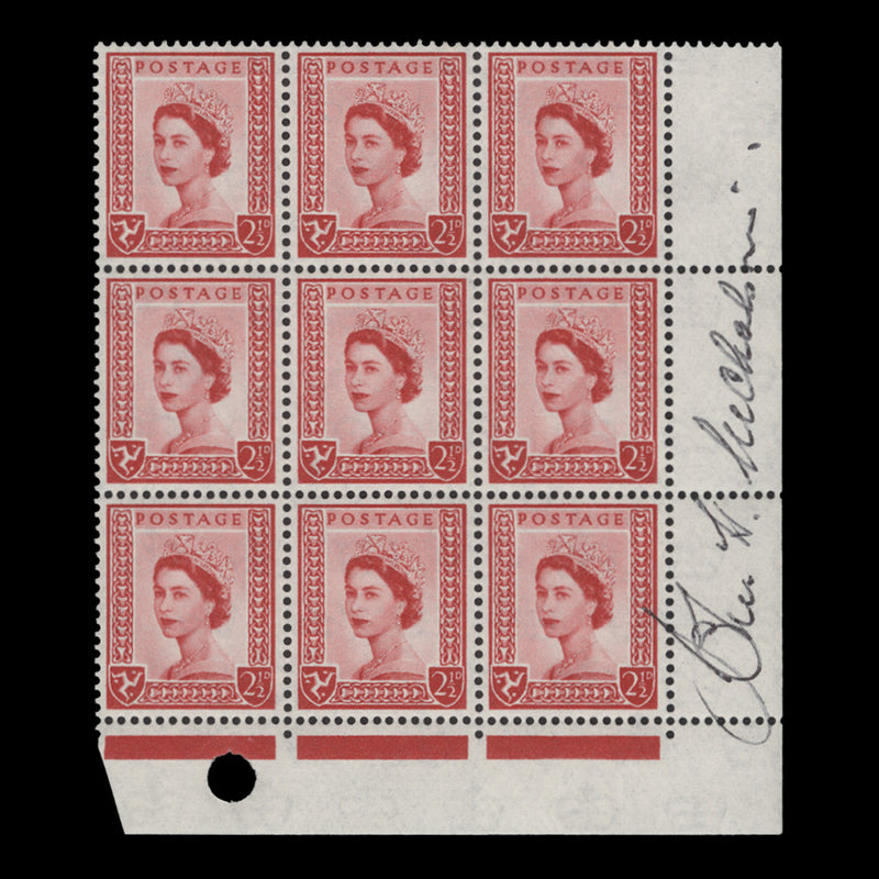 Isle of Man 1964 (MNH) 2½d Carmine-Red block signed by John Nicholson