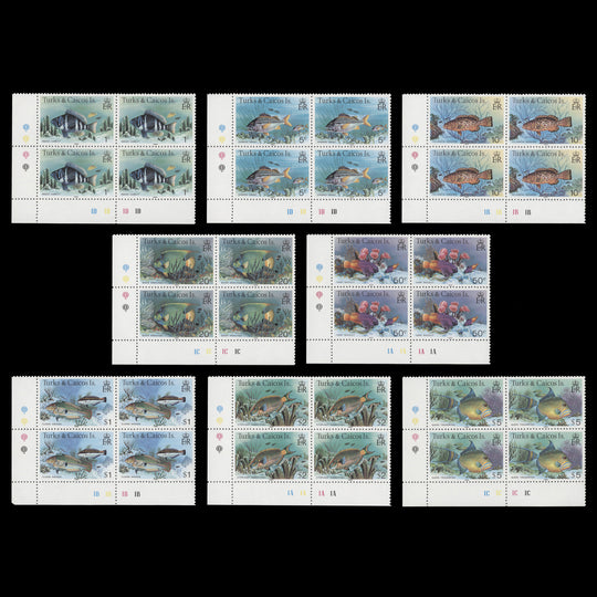 Turks & Caicos Islands 1981 (MNH) Fishes Definitives plate blocks