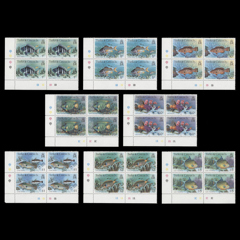 Turks & Caicos Islands 1981 (MNH) Fishes Definitives plate blocks