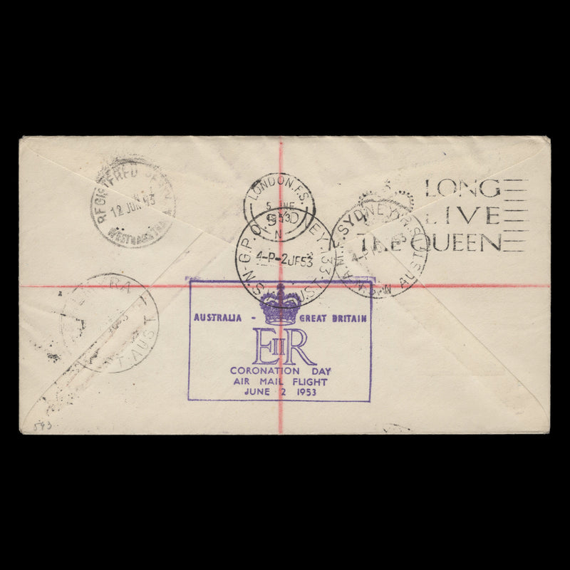 Australia 1953 Coronation day flight cover, SYDNEY