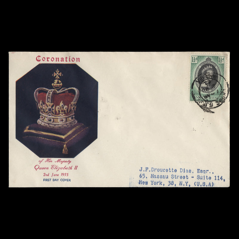 Nigeria 1953 (FDC) 1½d Coronation, LAGOS