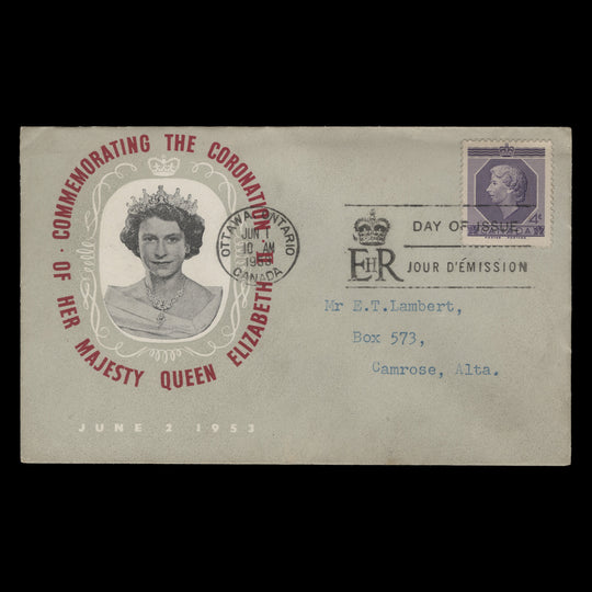Canada 1953 (FDC) 4c Coronation, OTTAWA