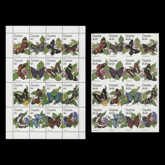 Guyana 1990 Butterflies imperf proof sheetlet with unadopted value