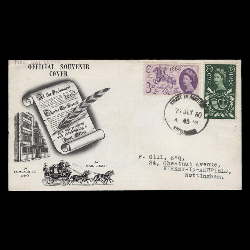 Great Britain 1960 General Letter Office first day cover, KIRBY IN ASHFIELD