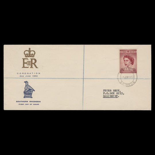 Southern Rhodesia 1953 (FDC) 2s6d Coronation, HATFIELD