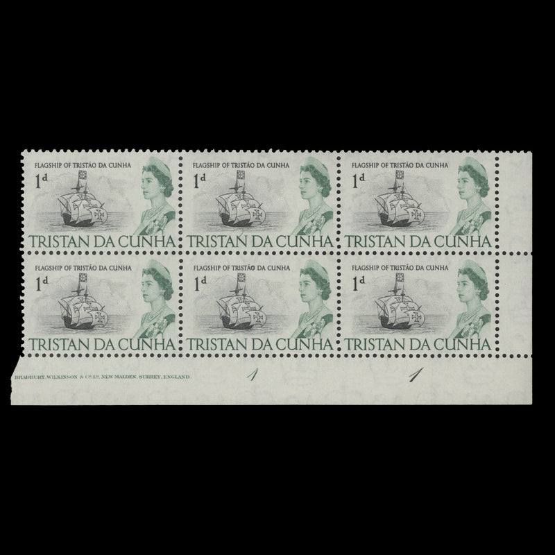 Tristan da Cunha 1965 (MNH) 1d Flagship of Tristão da Cunha plate 1–1 block