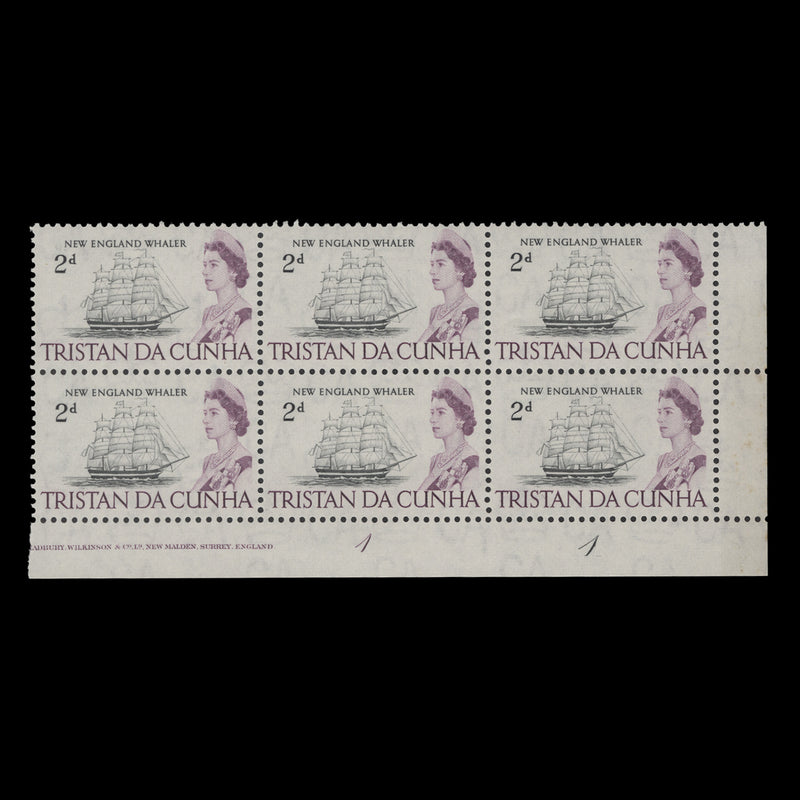 Tristan da Cunha 1965 (MNH) 2d New England Whaler plate 1–1 block