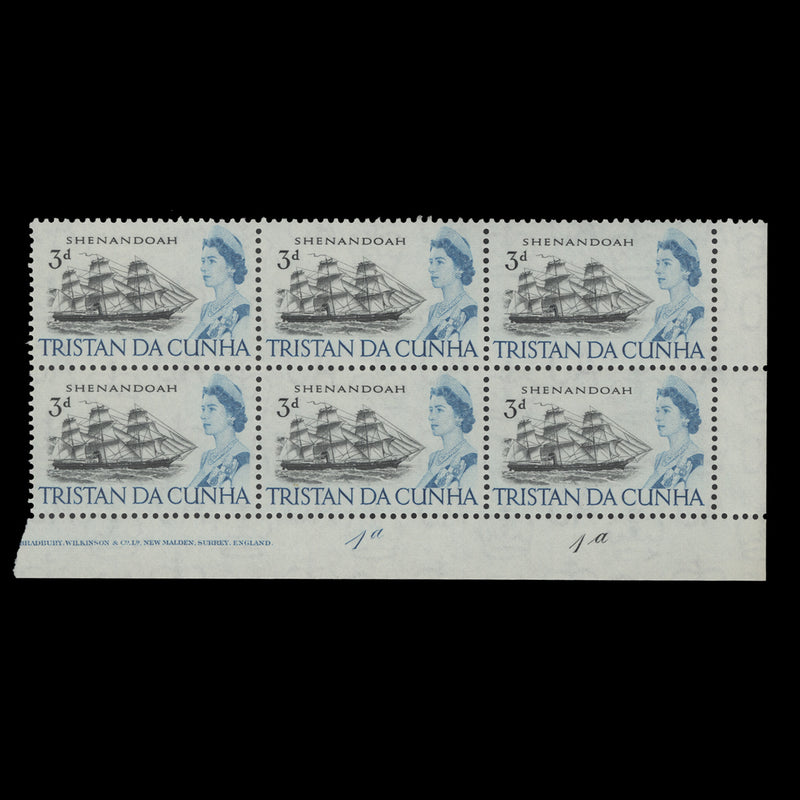 Tristan da Cunha 1965 (MNH) 3d Shenandoah plate 1a–1a block