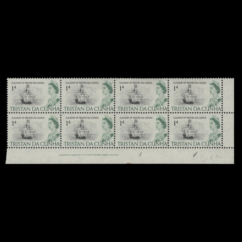 Tristan da Cunha 1965 (MNH) 1d Flagship of Tristão da Cunha plate 1–1 block