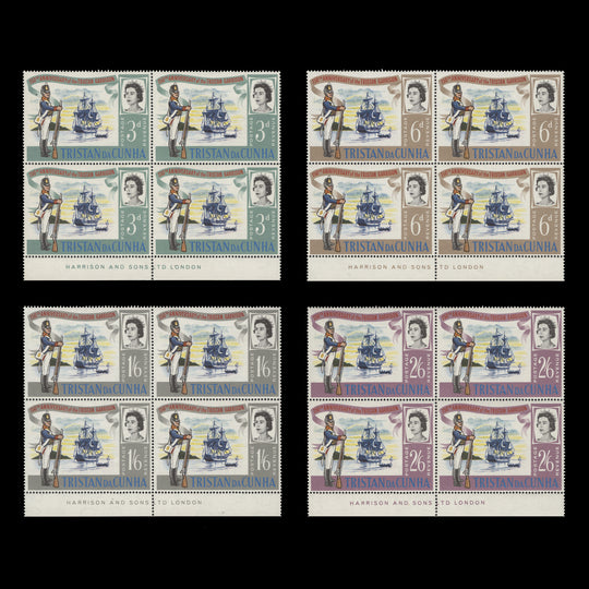 Tristan da Cunha 1966 (MNH) Tristan Garrison Anniversary imprint blocks
