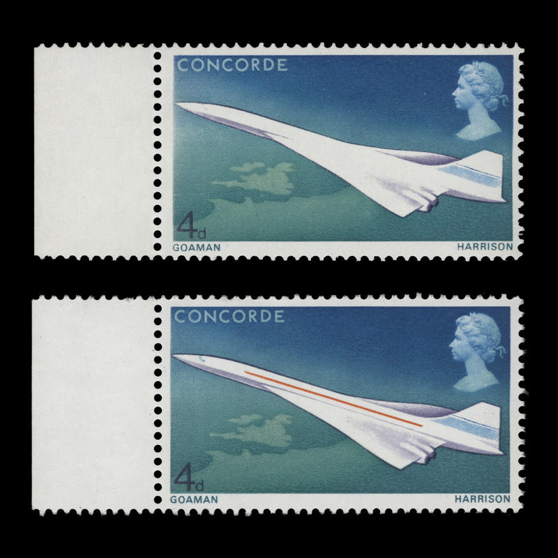 Great Britain 1969 (Error) 4d First Flight of Concorde missing yellow-orange