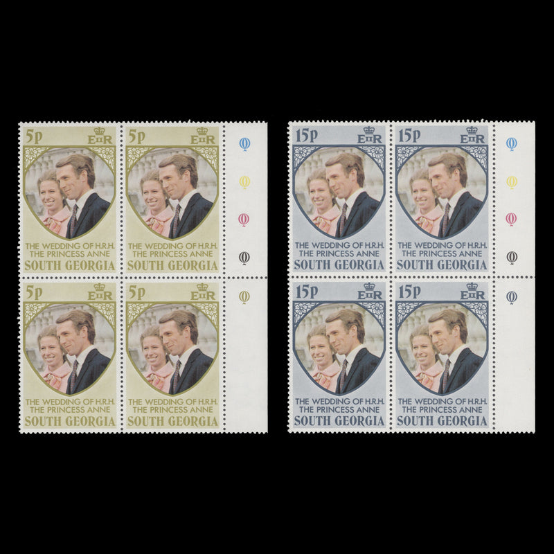 South Georgia 1973 (MNH) Royal Wedding traffic light blocks
