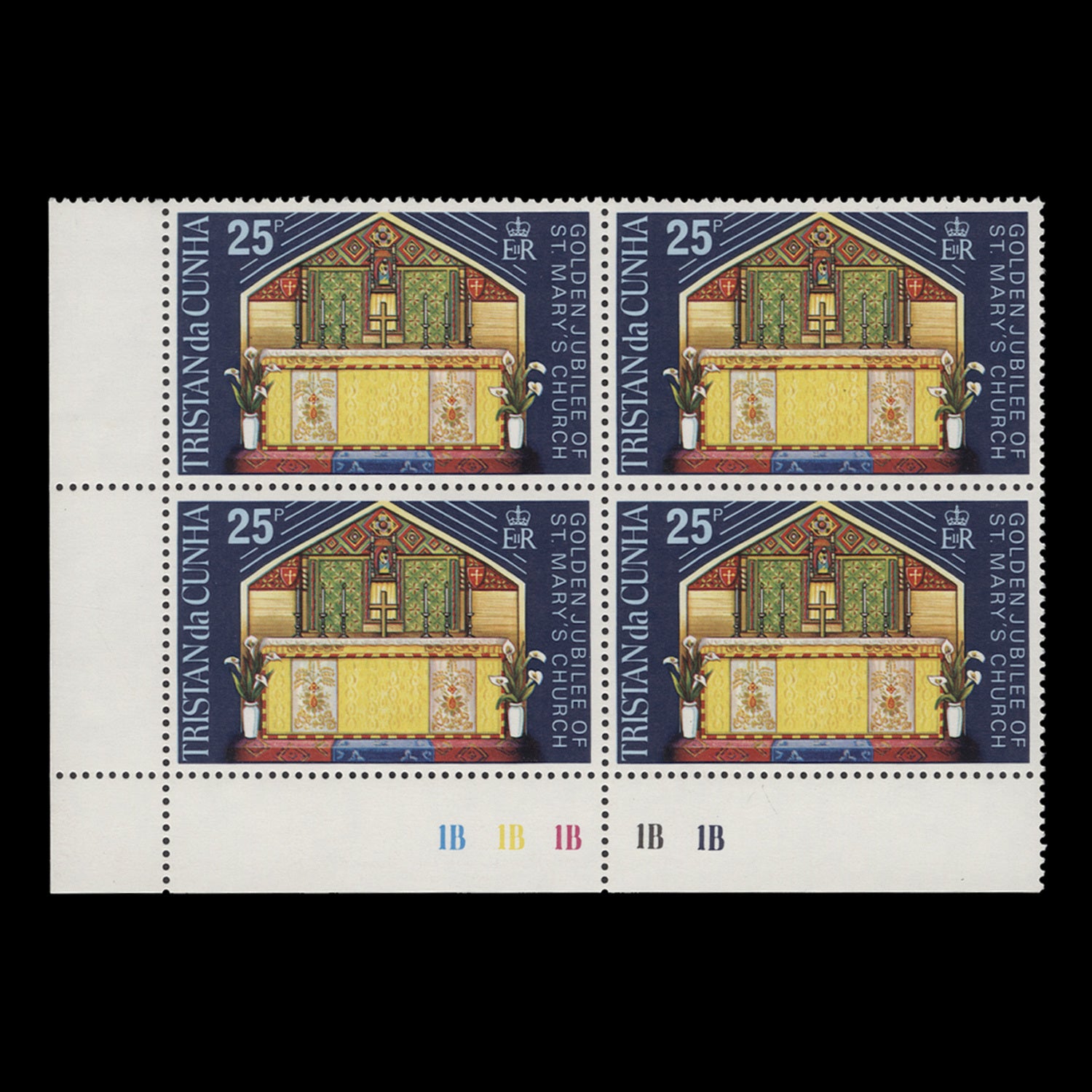 Tristan da Cunha 1973 (MNH) 25p St Mary's Church Golden Jubilee plate ...