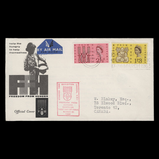 Great Britain 1963 (FDC) Freedom From Hunger ordinary, LONDON