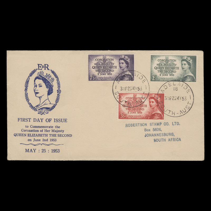 Australia 1953 Coronation first day cover, ADELAIDE