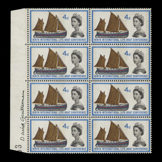 Great Britain 1963 (MNH) 4d Lifeboat Conference block signed by David Gentleman