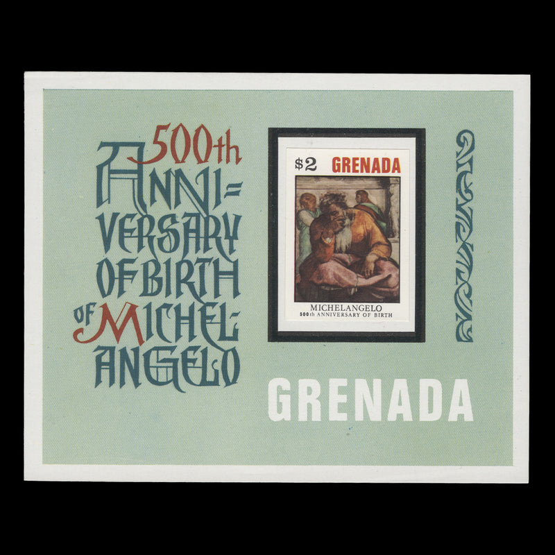 Grenada 1975 Michelangelo Birth Anniversary miniature sheet mock-up