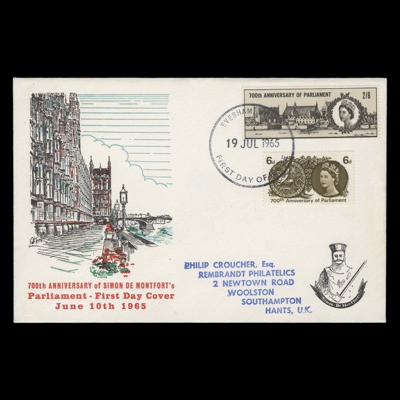 Great Britain 1965 Parliament ordinary first day cover, EVESHAM
