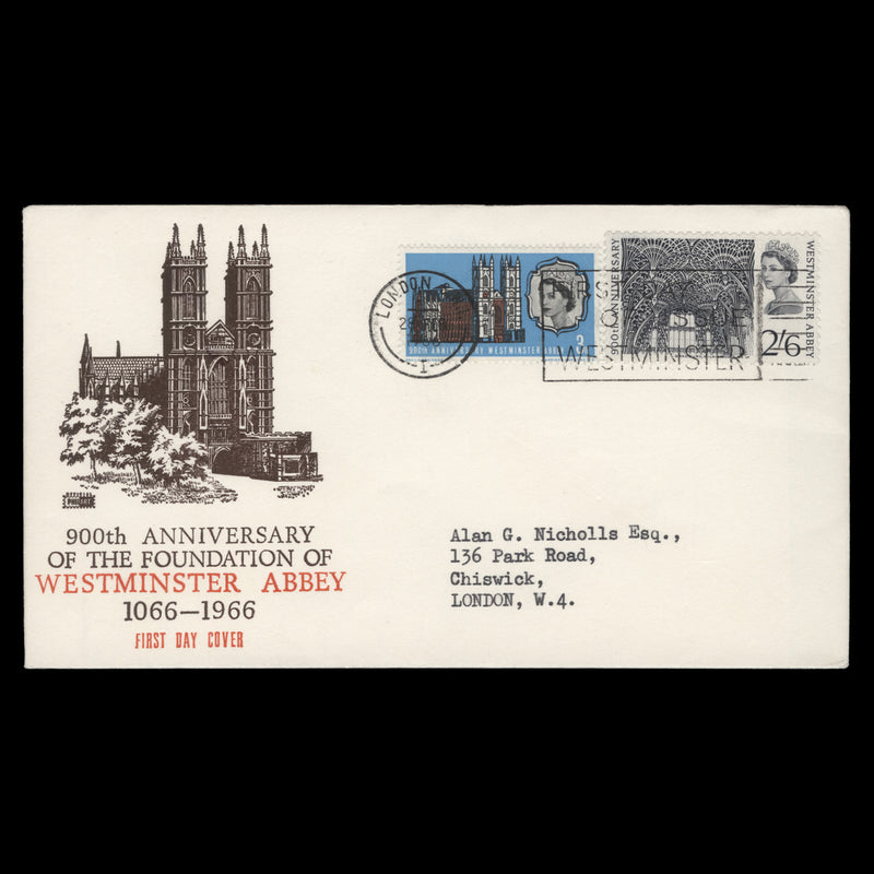 Great Britain 1966 (FDC) Westminster Abbey ordinary, LONDON SW1