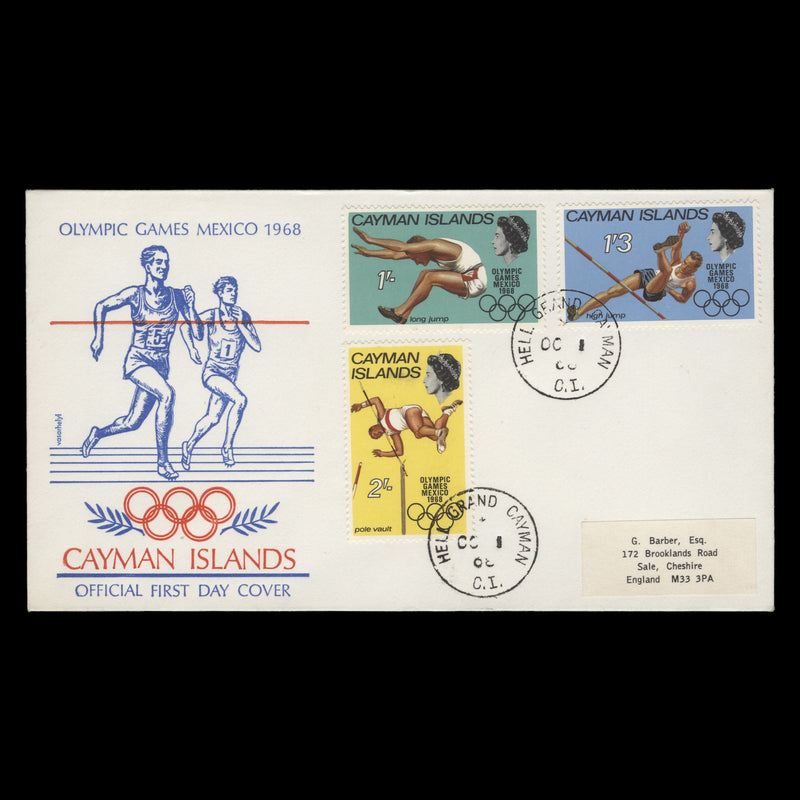 Cayman Islands 1968 (FDC) Olympic Games, Mexico, HELL