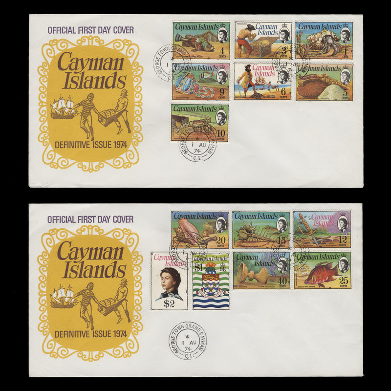 Cayman Islands 1974 (FDC) Pirate Treasure Definitives, GEORGETOWN