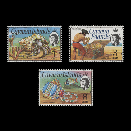 Cayman Islands 1974 (MNH) Pirate Treasure Definitives with sideways watermark