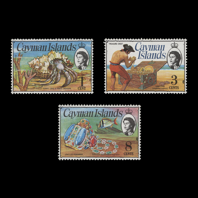 Cayman Islands 1974 (MNH) Pirate Treasure Definitives with sideways watermark