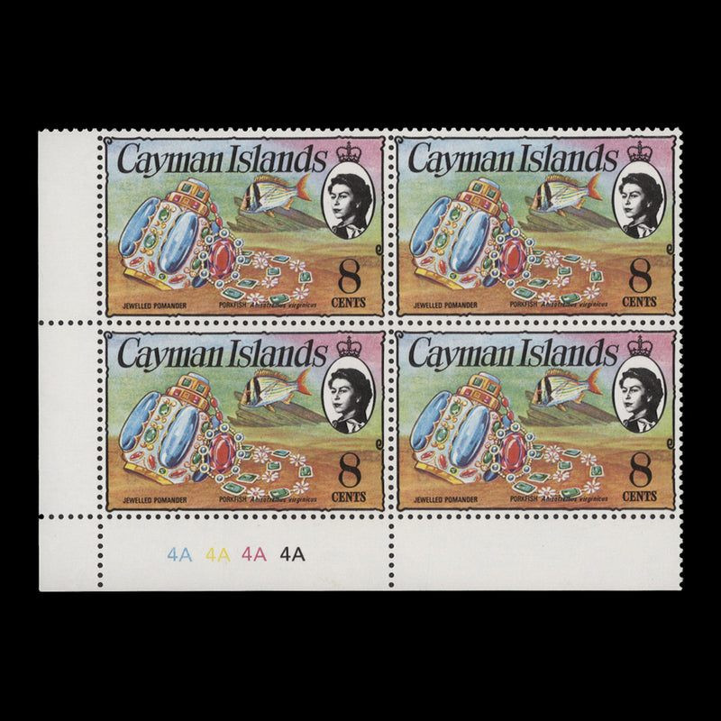 Cayman Islands 1977 (MNH) 8c Jewelled Pomander plate block, chalky