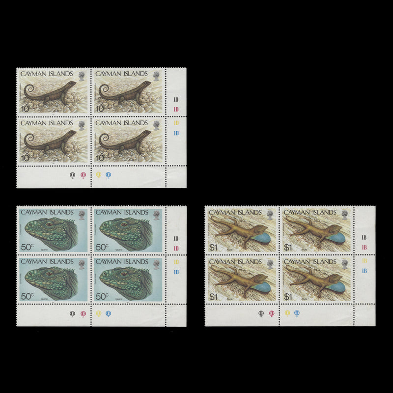 Cayman Islands 1987 (MNH) Lizards plate blocks