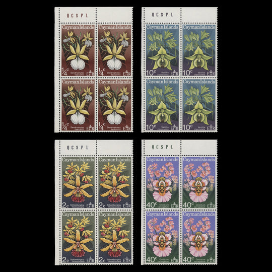 Cayman Islands 1971 (MNH) Orchids imprint blocks