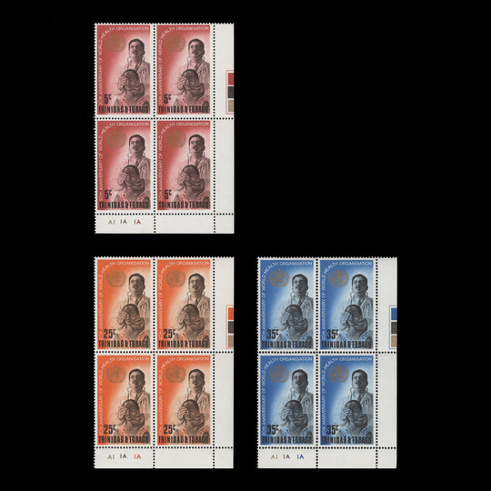 Trinidad & Tobago 1968 (MNH) WHO Anniversary plate blocks