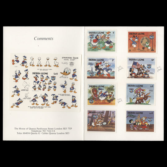 Sierra Leone 1984 Donald Duck Anniversary imperf proofs