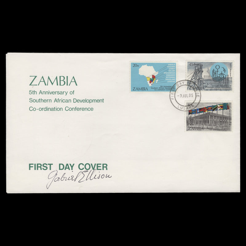 Zambia 1985 SADC Conference first day cover signed by designer