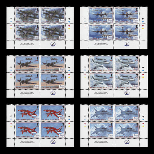 Ascension 2008 (MNH) Royal Air Force Anniversary traffic light/plate blocks