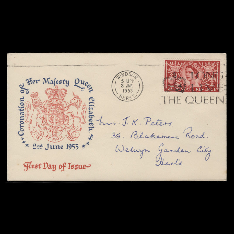 Great Britain 1953 (FDC) 2½d Coronation, WINDSOR