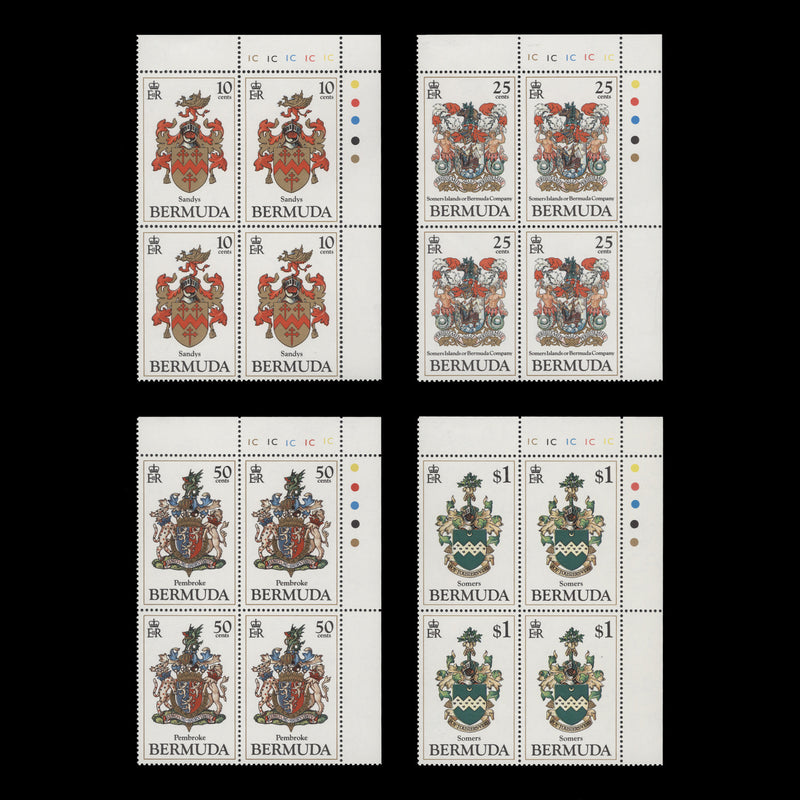 Bermuda 1983 (MLH) Coats of Arms plate 1C–1C–1C–1C–1C blocks
