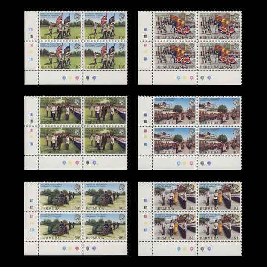 Bermuda 1982 (MLH) Bermuda Regiment traffic light/plate blocks